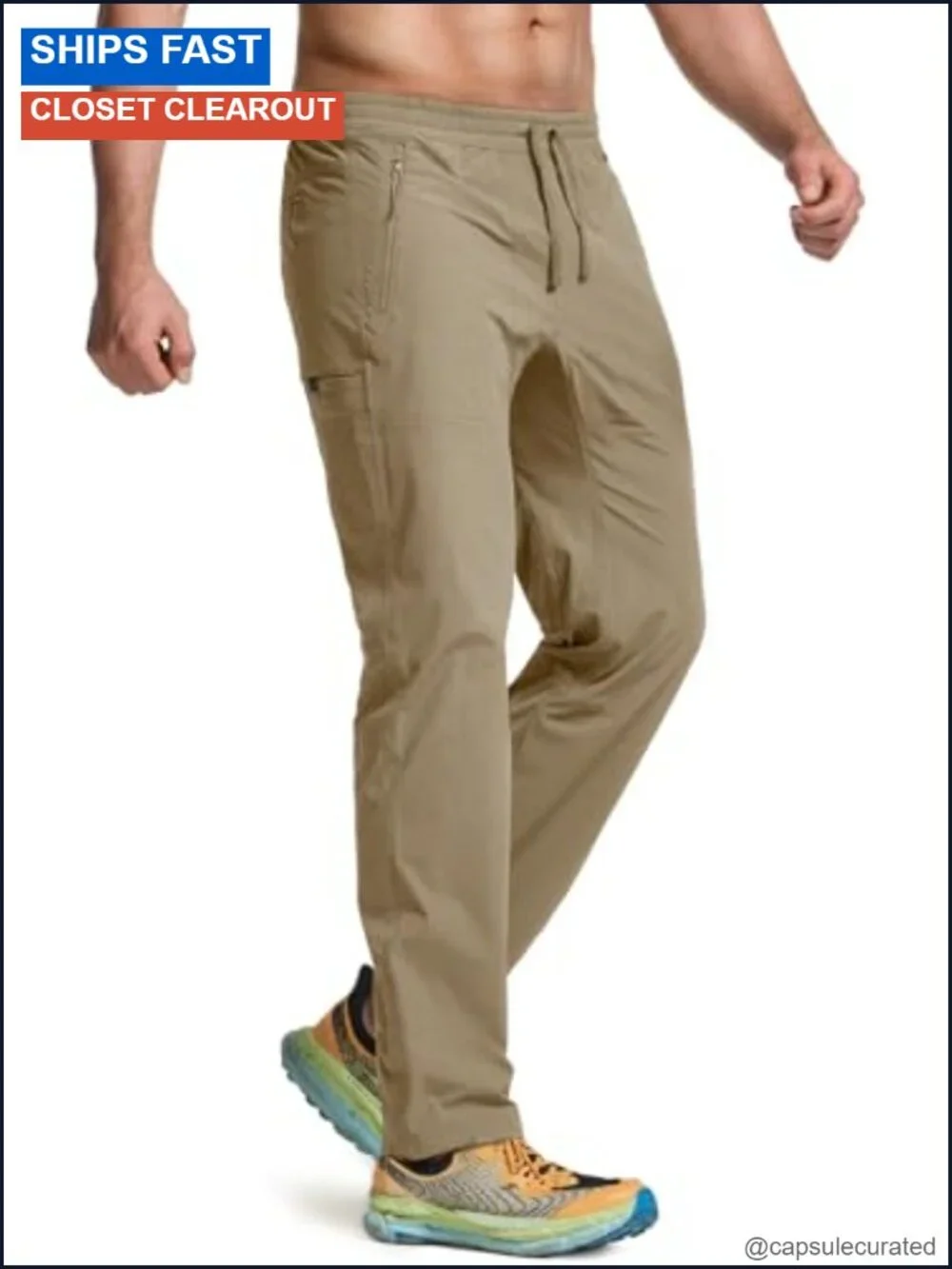 Men's Cargo Hiking Pants Lightweight Water-Resistant Breathable with Zipper